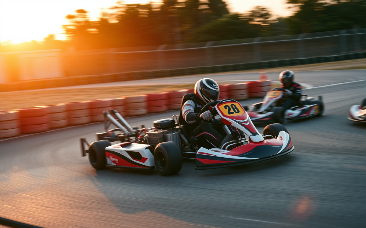 Go-karts racing on a track